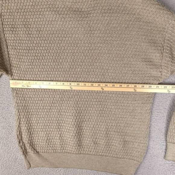 Vintage Bachrach Sweater Mens Large Brown Beige Cosby Style V-Neck Made In Italy - Picture 10 of 14